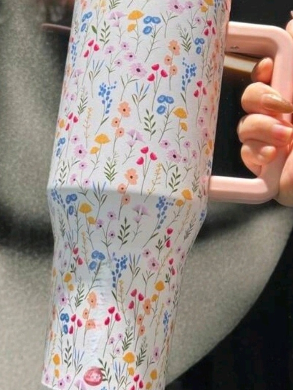 40oz Hydrojug Floral Travel Tumbler with Pink Handle